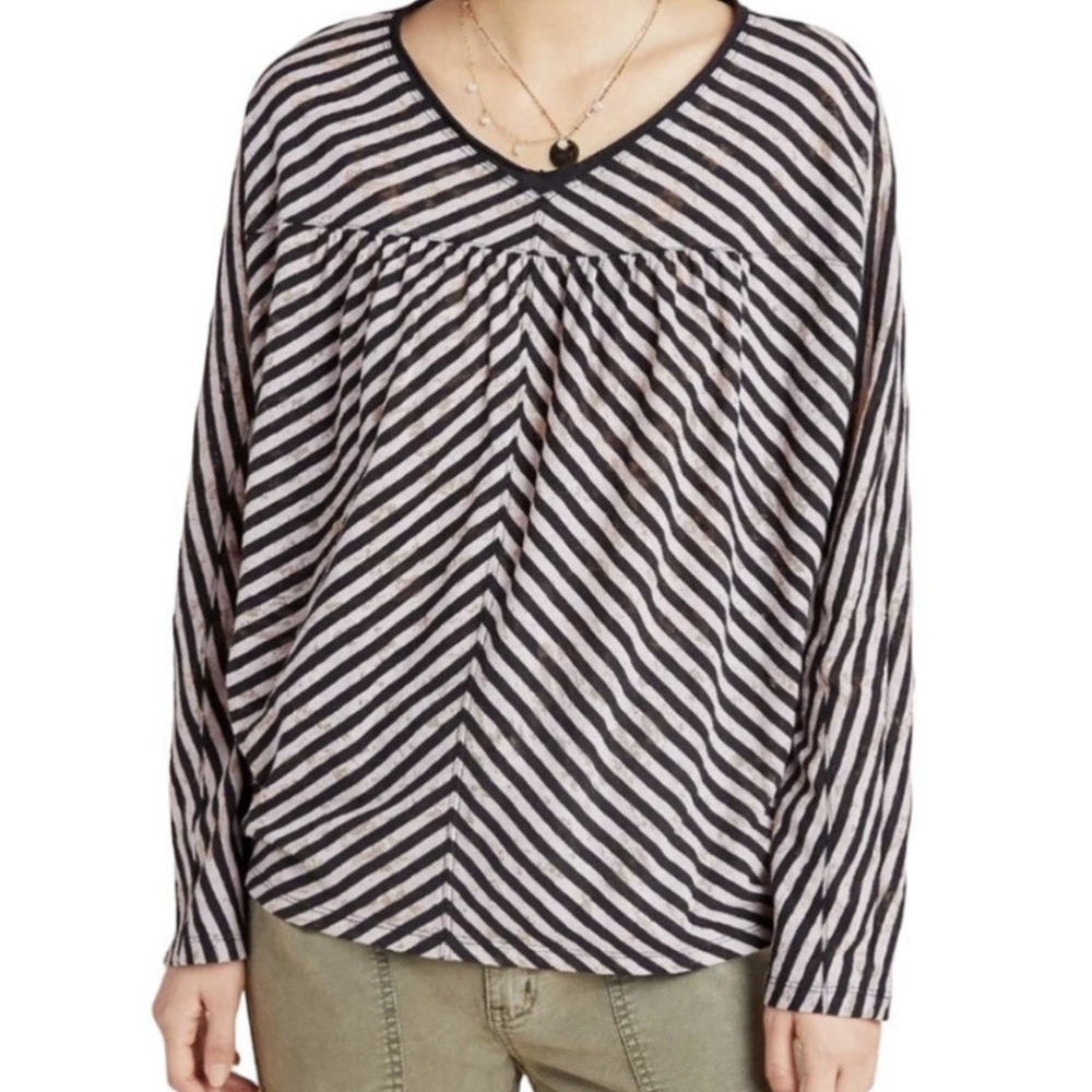 Anthropologie Pilar Stripe Burnout Top‎ Blouse Workwear Women's Size XS EUC